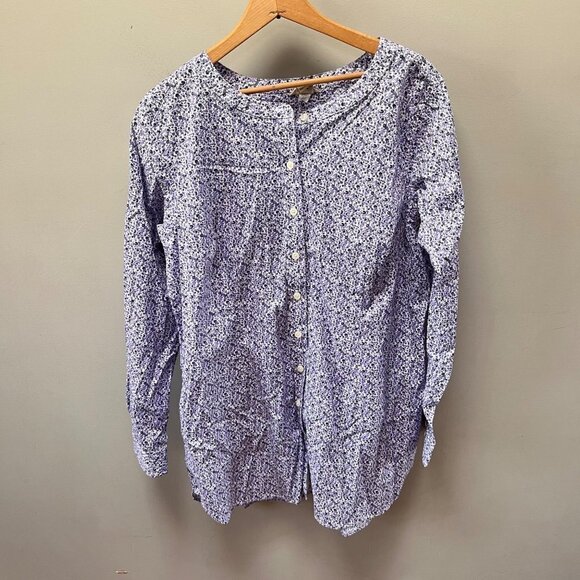 Duluth Trading Tunic Womens Size L Purple Floral Wrinkle‎ Fighter Top - Picture 1 of 5